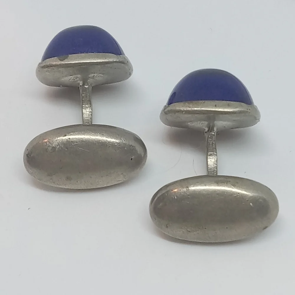 👍 5 for $20 vintage antique Mens Blue Glass square cuff links unsigned